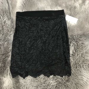 Sympli | Black Lace Reversible Mini Skirt | Black | Size 10